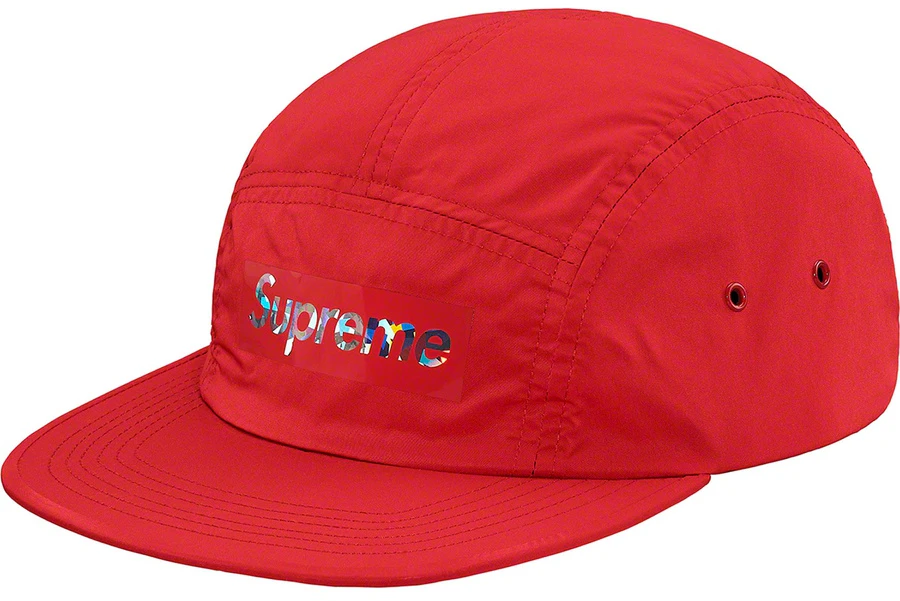 supreme-holographic-logo-camp-cap-red