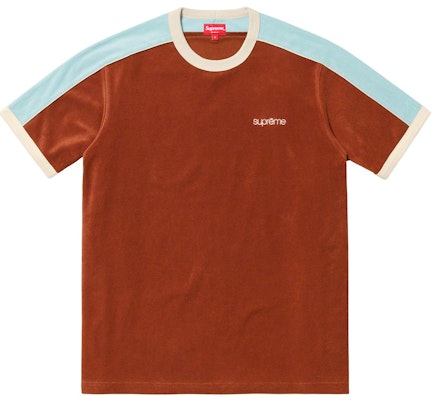 Supreme Camiseta Marrón con Rayas en los Hombros de Terry Buy Supreme Camiseta Marrón con Rayas en los Hombros de Terry