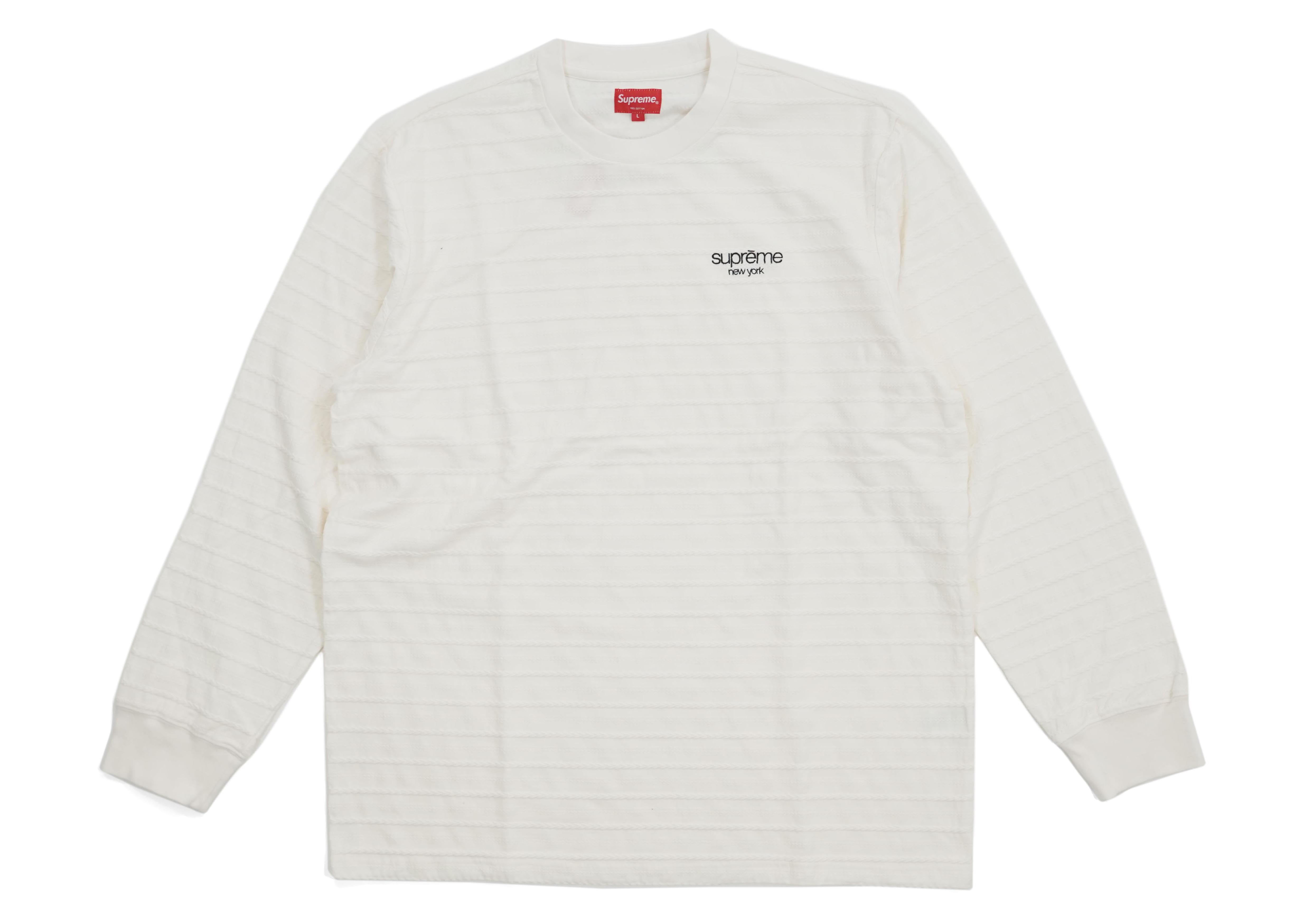 Buy Supreme Rope Stripe LS Atasan Putih Pudar