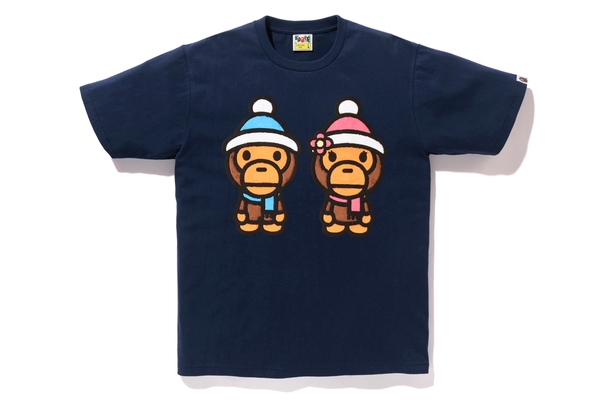 Buy BAPE 米樂和麗莎冬季絨毛海軍藍T恤