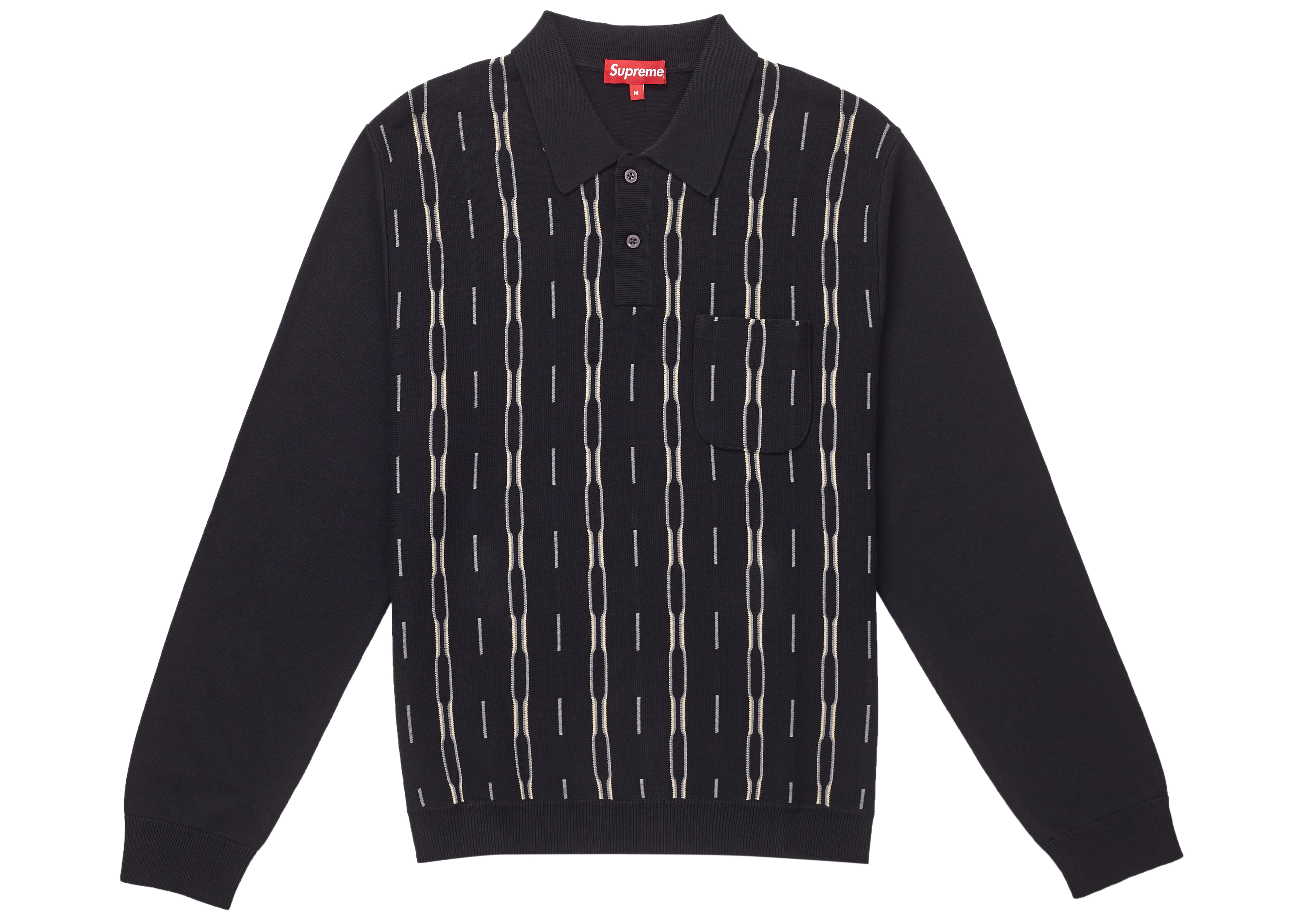 Supreme Vertical Stripe LS Polo Black Novelship