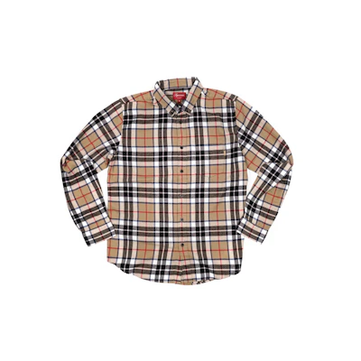 Supreme Tartan LS Flannel Shirt Tan