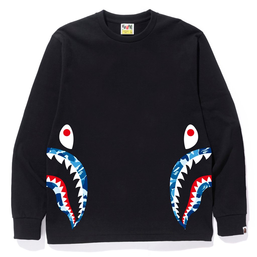 BAPE ABC Side Shark LS Tee Black Blue