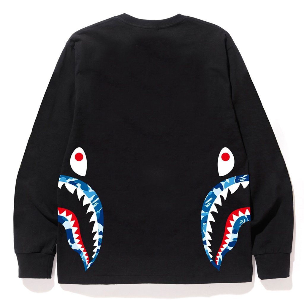 BAPE ABC Side Shark LS Tee Black Blue 圖 2