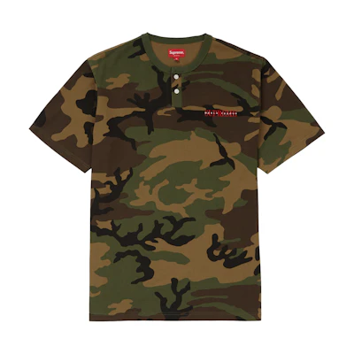 Supreme Pique SS Henley Woodland Camo