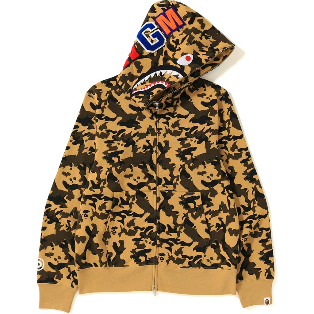 Buy BAPE Desert Camo Shark Full Zip Hoodie Yellow Novelship