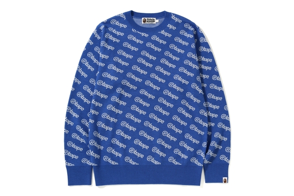 BAPE Logo Knit Crewneck Blue