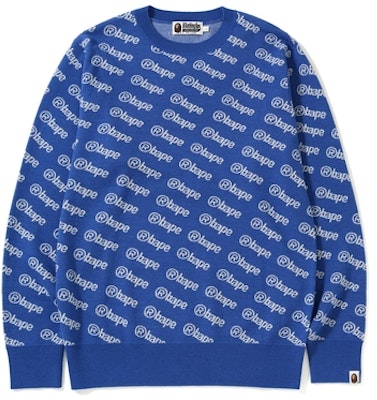 BAPE Logo Knit Crewneck Biru Buy BAPE Logo Knit Crewneck Biru