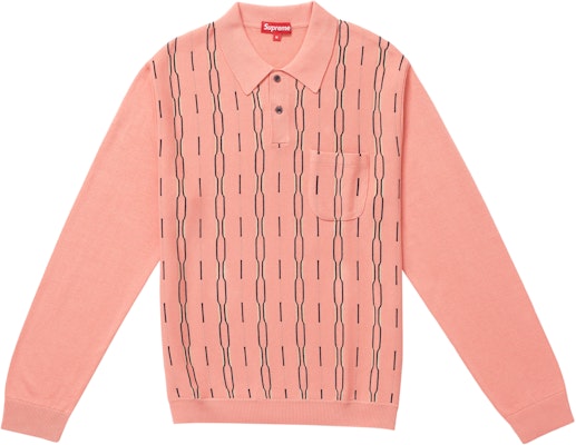 Supreme Polo Rosa Claro con Rayas Verticales de Manga Larga Buy Supreme Polo Rosa Claro con Rayas Verticales de Manga Larga
