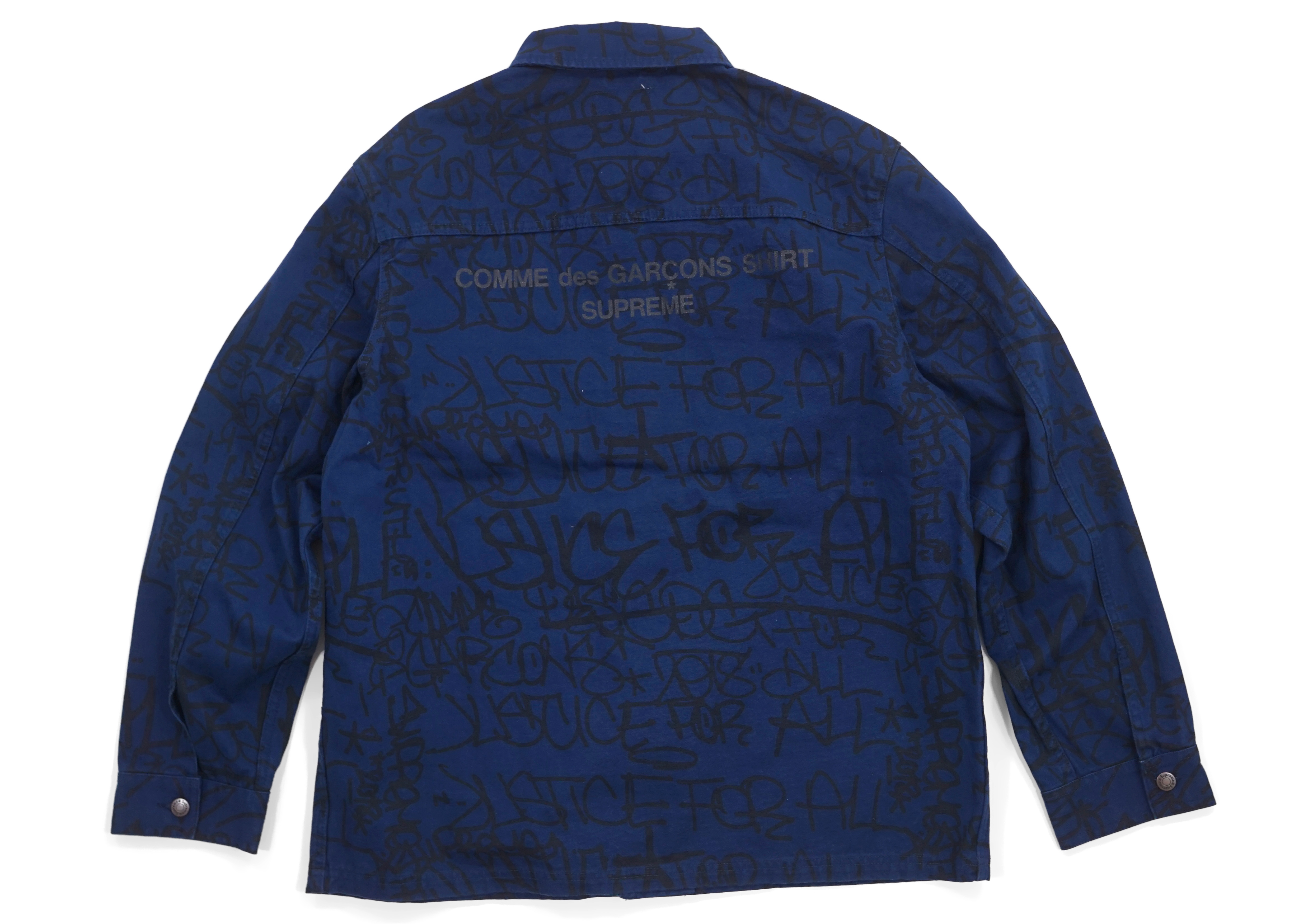 Supreme x Comme des Garçons SHIRT Printed Canvas Chore Coat Navy