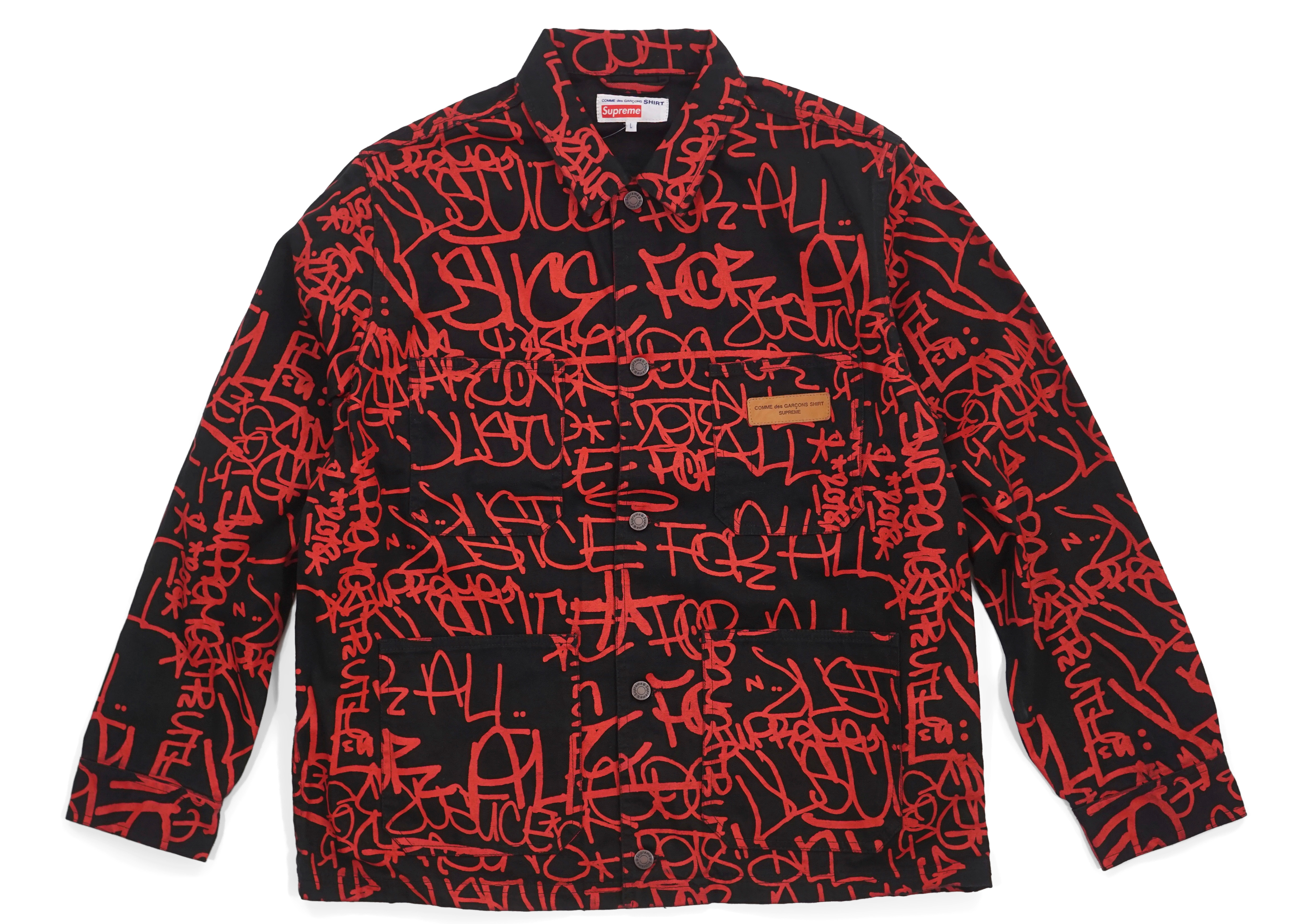 Buy Supreme x Comme des Garçons SHIRT Printed Canvas Chore Coat Black
