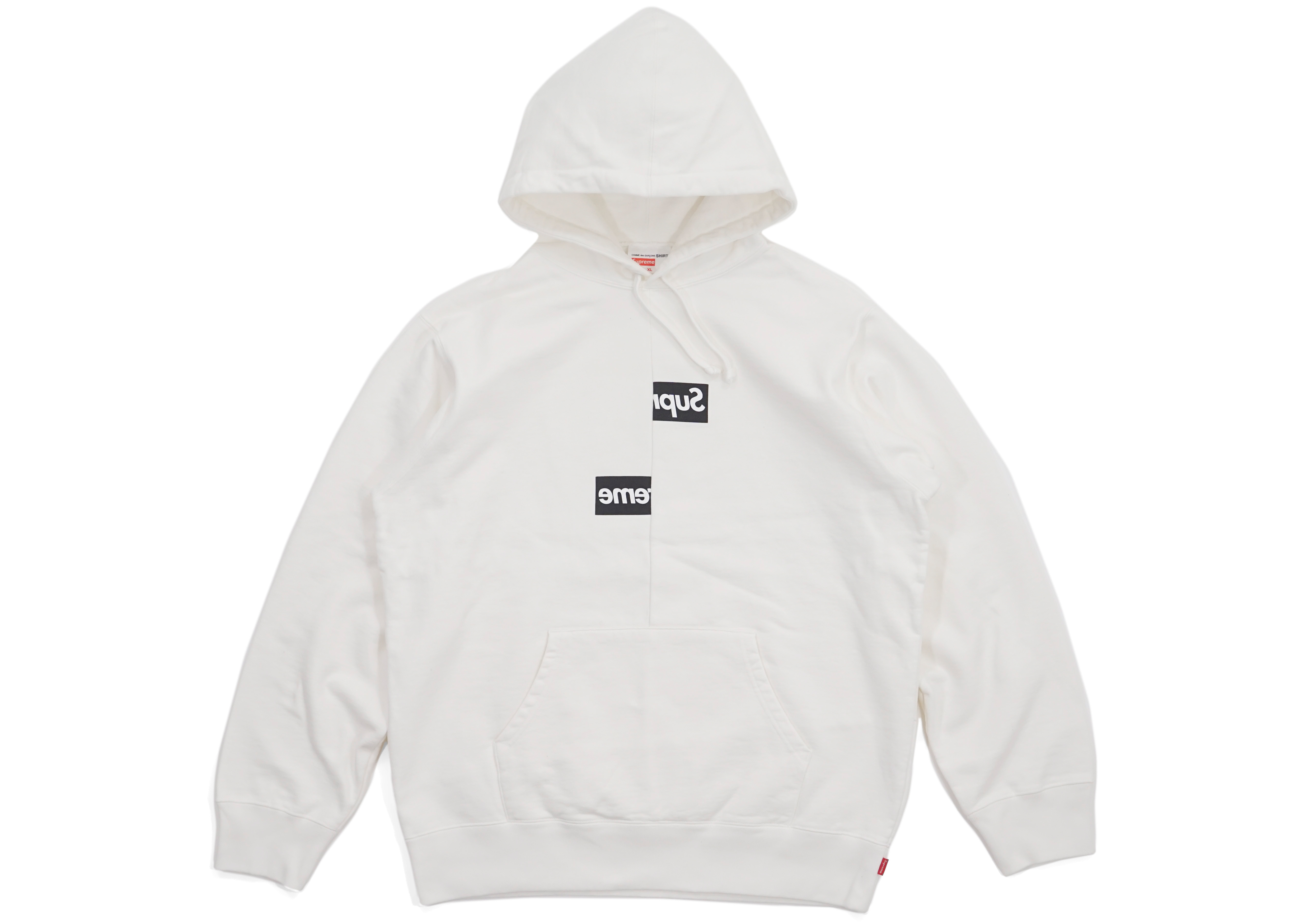 Supreme x Comme des Garçons Split Box Logo Hooded Sweatshirt White
