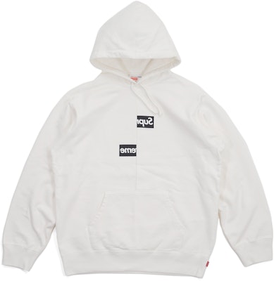 Supreme x Comme des Garçons Shirt Split Box Logo Hooded Sweatshirt 'White' | Men's Size M