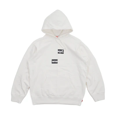 Supreme CDG Split Box Logo Hoodie White