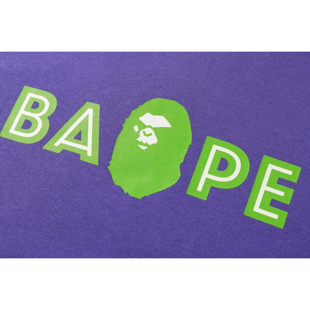 BAPE Layered Mad Face Wide Pullover Hoodie Purple - Novelship