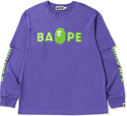 BAPE Relaxed Mad Face LS Tee Purple Buy BAPE Relaxed Mad Face LS Tee Purple