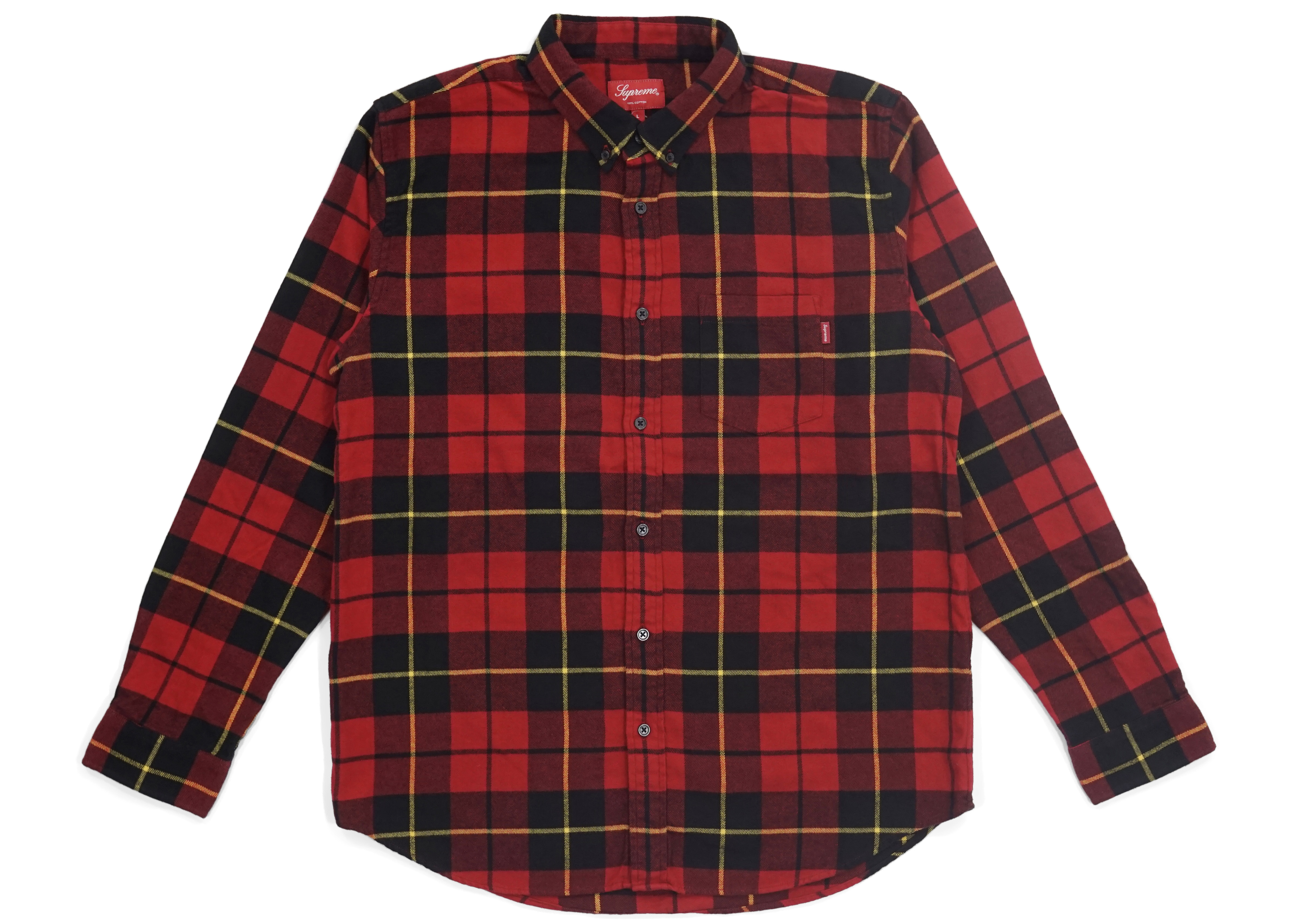 Supreme Tartan LS Flannel Shirt Red - Novelship