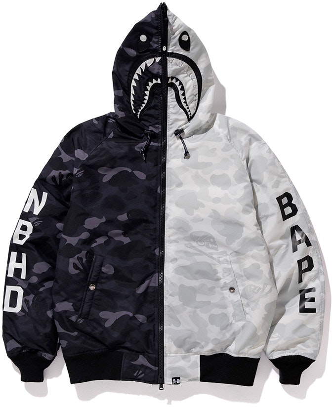 bape-neighborhood-down-shark-jacket-black-white