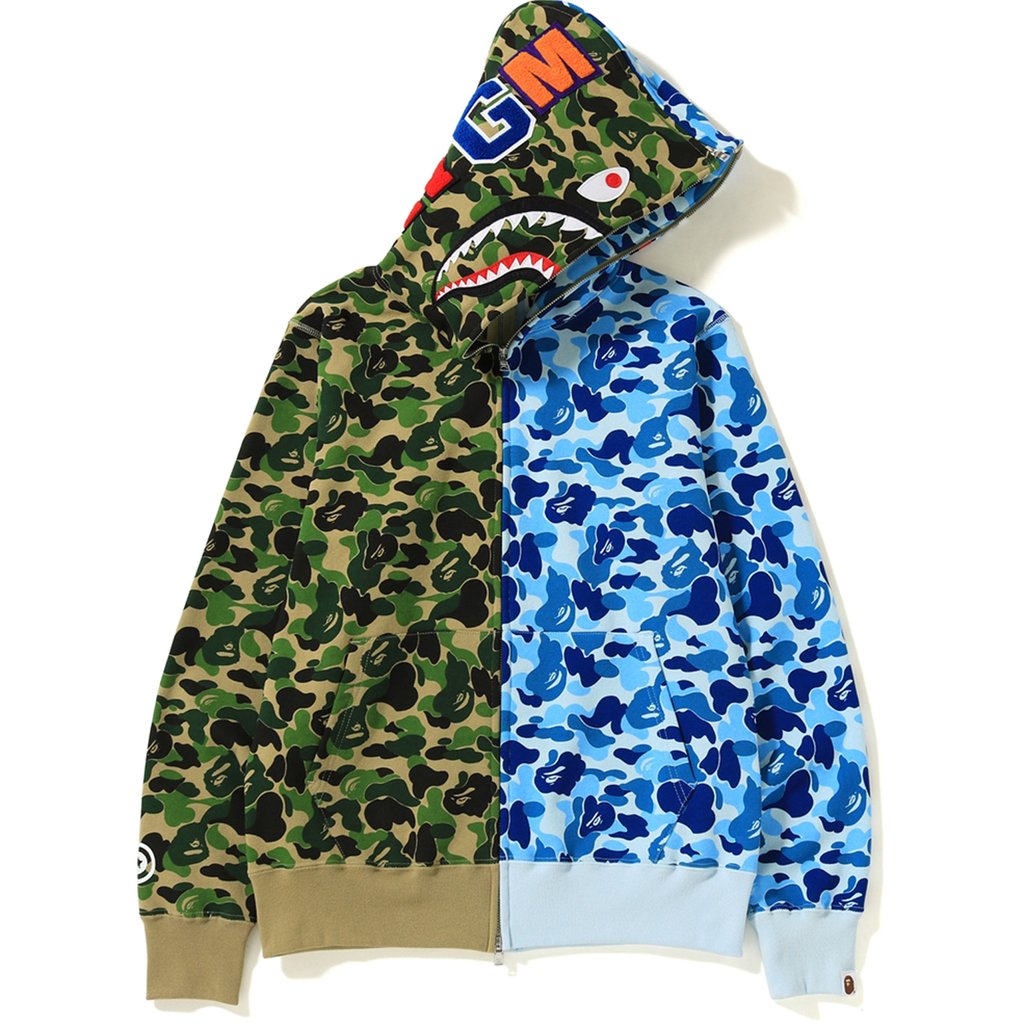 Buy BAPE ABC Separate Shark Full Zip Tee Green Blue