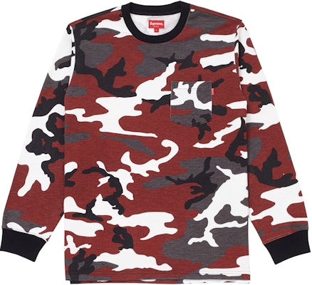 Supreme LS Pocket Tee FW18 Merah Kamuflase Buy Supreme LS Pocket Tee FW18 Merah Kamuflase