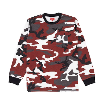 Supreme LS Pocket Tee FW18 Red Camo