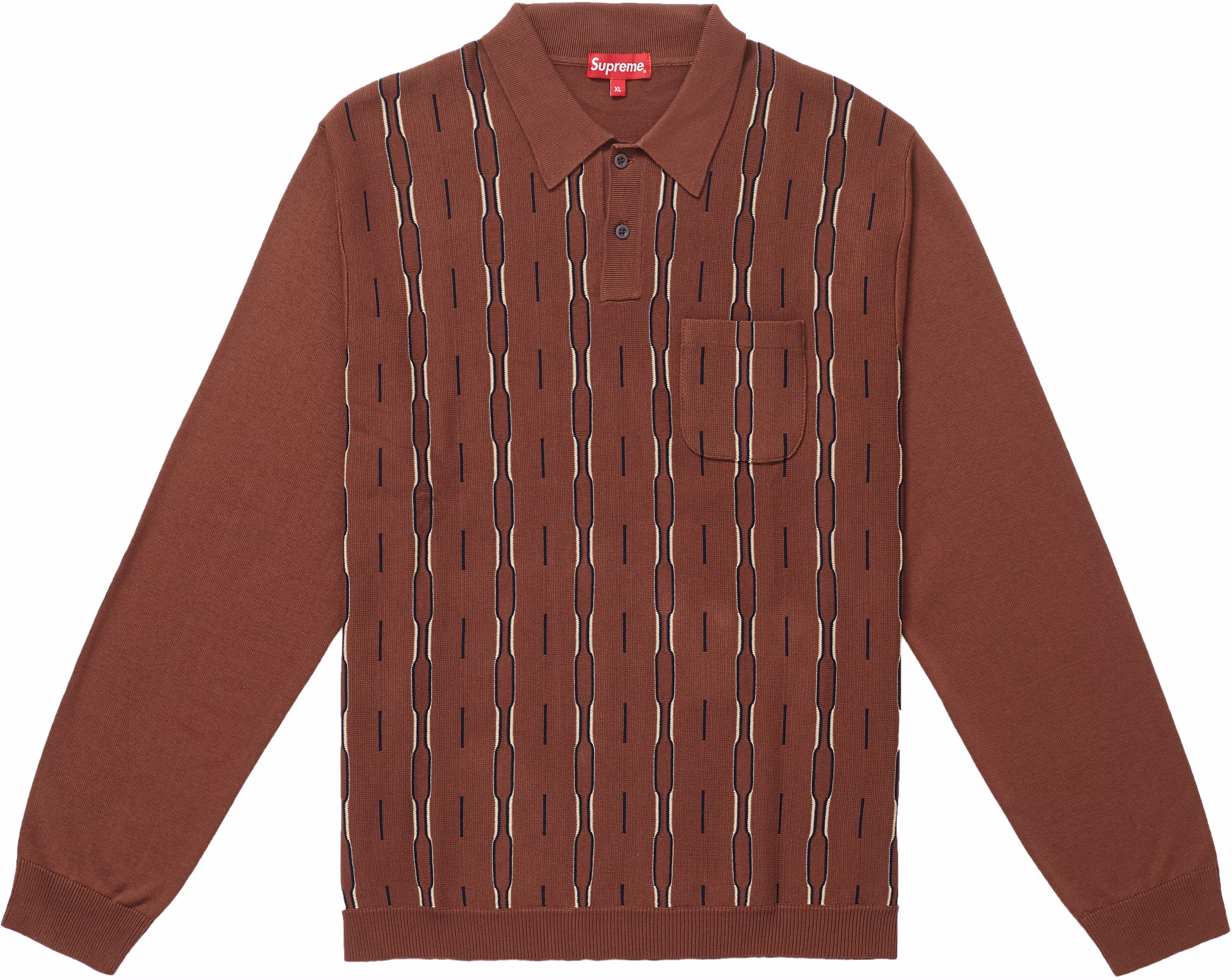 supreme-vertical-stripe-ls-polo-brown