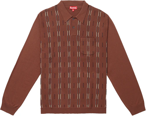 Supreme Polo Lengan Panjang Garis Vertikal Coklat Buy Supreme Polo Lengan Panjang Garis Vertikal Coklat