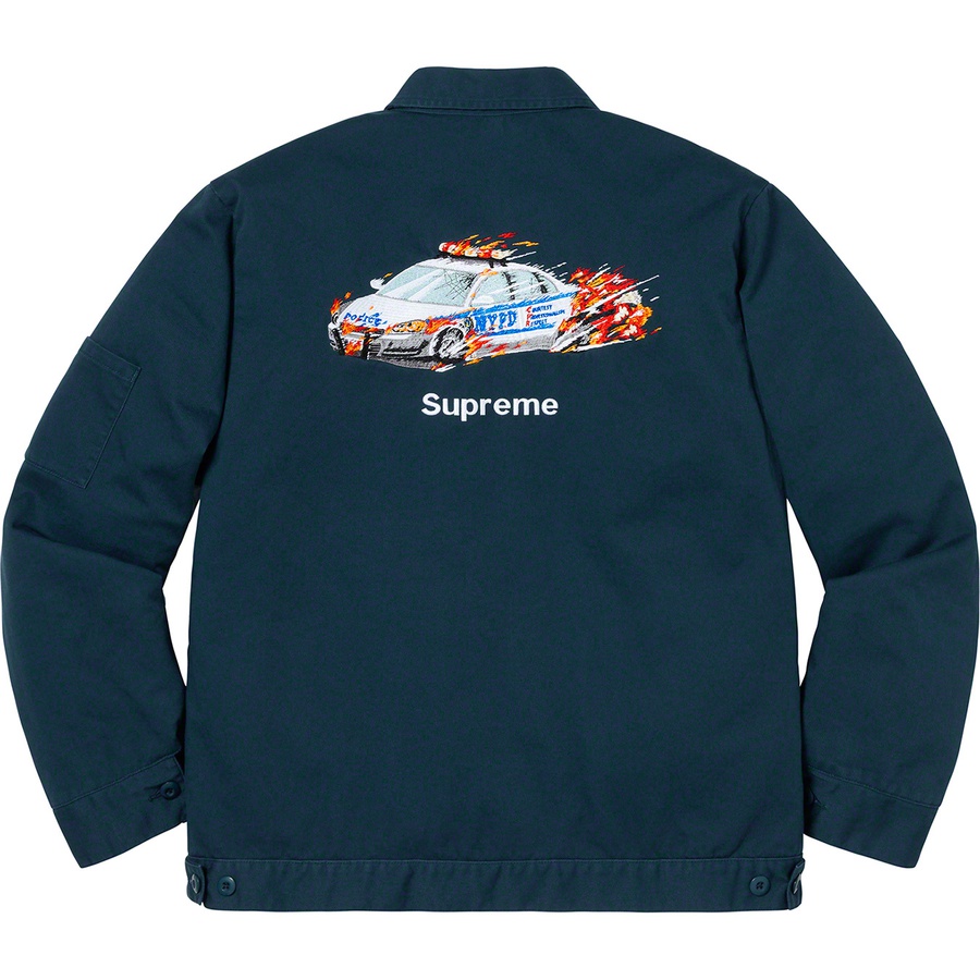 Supreme Cop Car Embroidered Work Jacket Light Navy