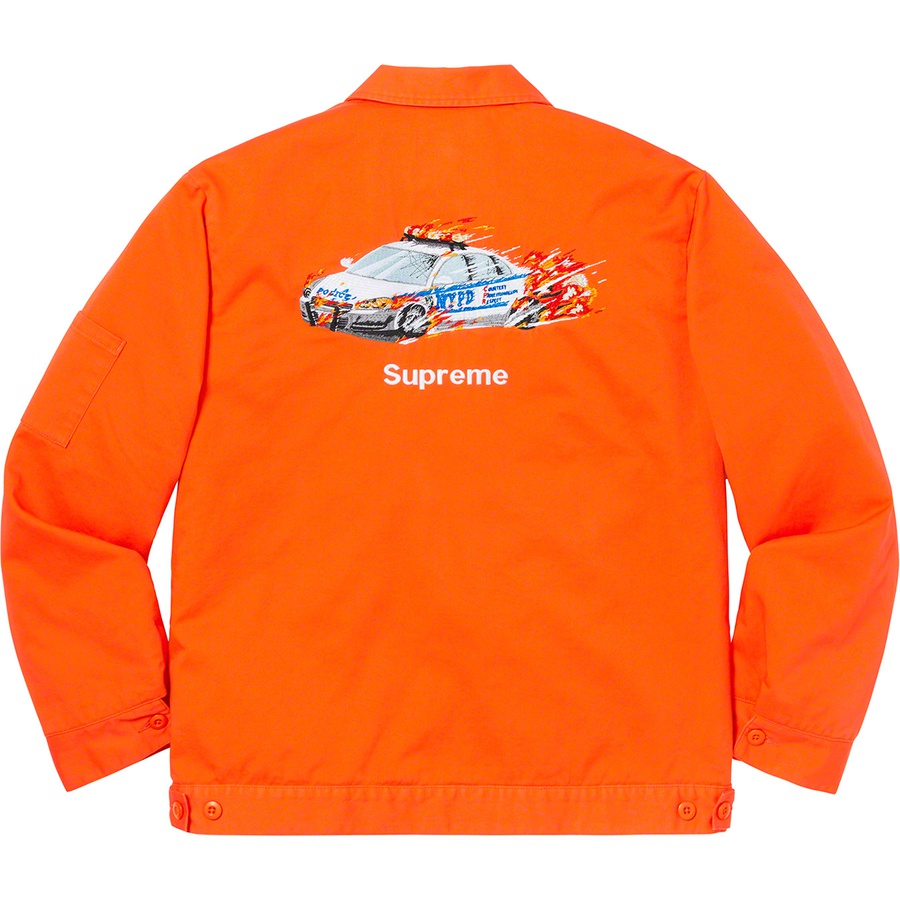 Supreme Cop Car Embroidered Work Jacket Orange - Novelship