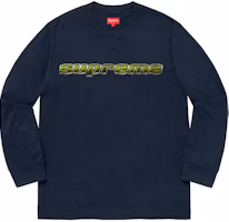 Supreme Chrome Logo L/S Top Navy Supreme Chrome Logo L/S Top Navy