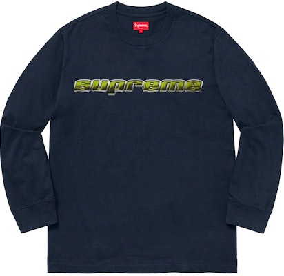 Supreme Chrome Logo L/S Top Navy Buy Supreme Chrome Logo L/S Top Navy