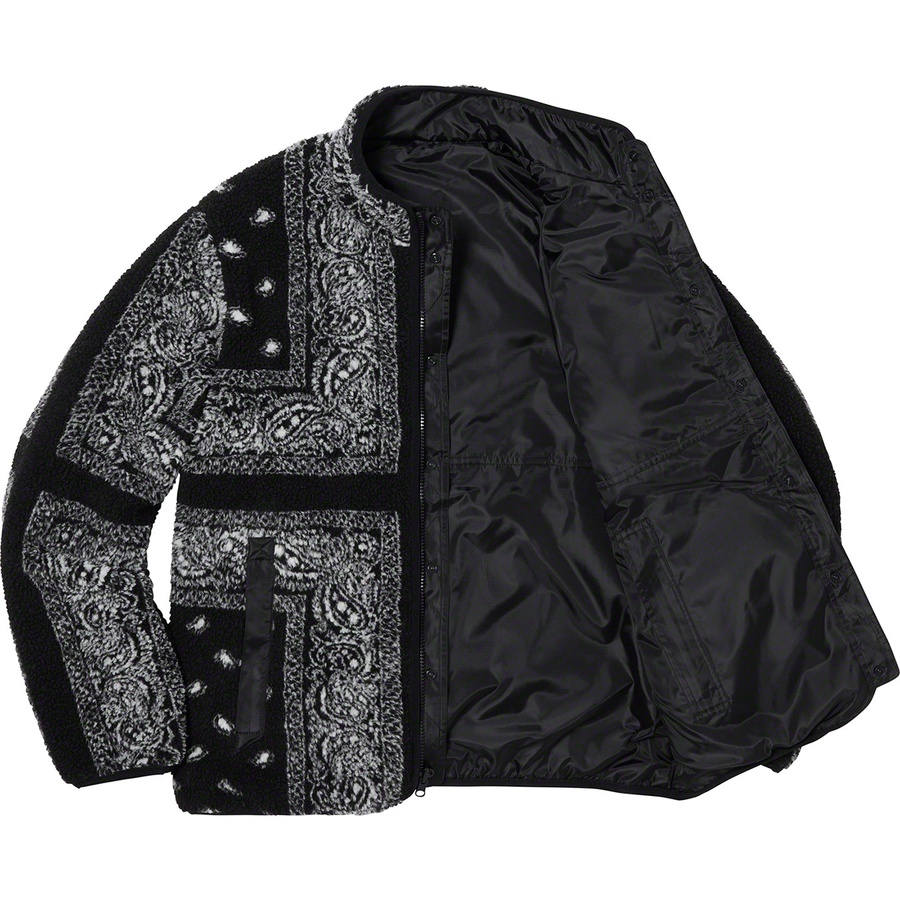 Supreme Reversible Bandana Fleece Jacket Black - Novelship