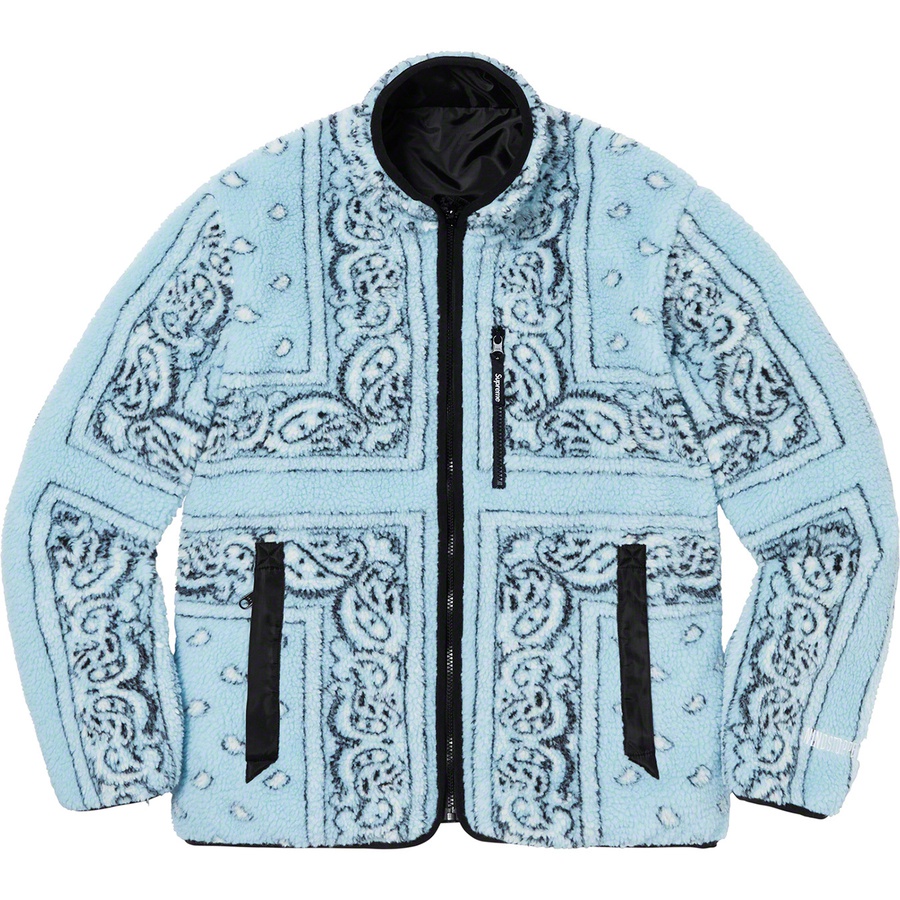 Supreme Reversible Bandana Fleece Jacket Light Blue - Novelship