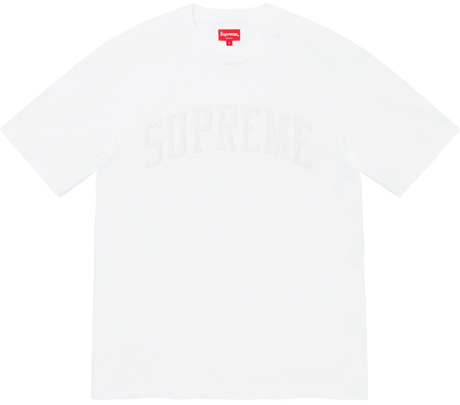 supreme-chenille-arc-logo-s-s-top-white