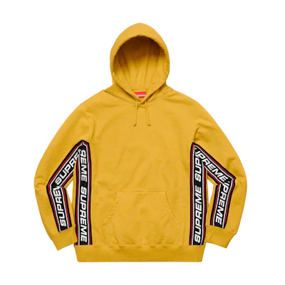 Supreme Text Rib Hooded Sweatshirt Mustard