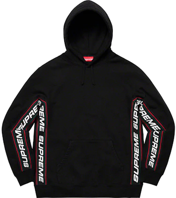 Supreme Hooded Sweatshirt Hitam dengan Tekstur Rib Buy Supreme Hooded Sweatshirt Hitam dengan Tekstur Rib