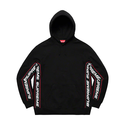 Supreme Text Rib Hooded Sweatshirt Black