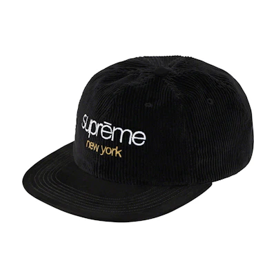 Supreme Classic Logo Corduroy 6-Panel Black