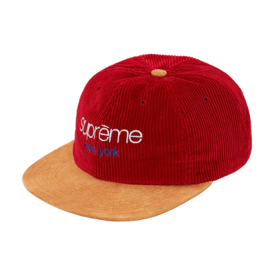 Supreme Classic Logo Corduroy 6-Panel Red