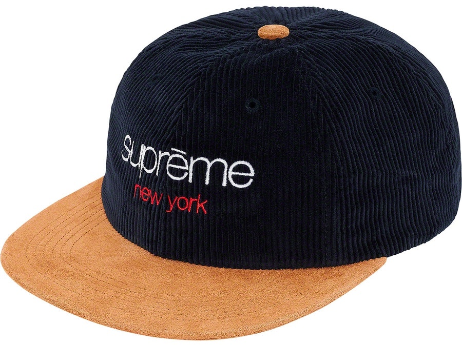 supreme-classic-logo-corduroy-6-panel-navy