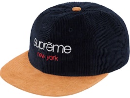 Supreme Classic Logo Corduroy 6-Panel Navy