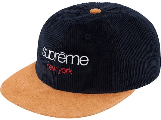 Supreme Logo Clásico Gorra de Pana 6 Paneles Azul Marino Buy Supreme Logo Clásico Gorra de Pana 6 Paneles Azul Marino