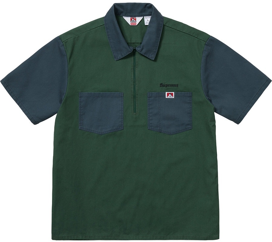 supreme-ben-davis-half-zip-work-shirt-navy