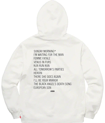 Supreme The Velvet Underground Hooded Sweatshirt White Order Supreme The Velvet Underground Hooded Sweatshirt White