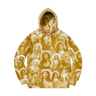 Supreme Jesus and Mary Hooded Sweatshirt Mustard