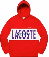 Supreme x Lacoste Logo Panel Hooded Sweatshirt Red Supreme x Lacoste Logo Panel Hooded Sweatshirt Red