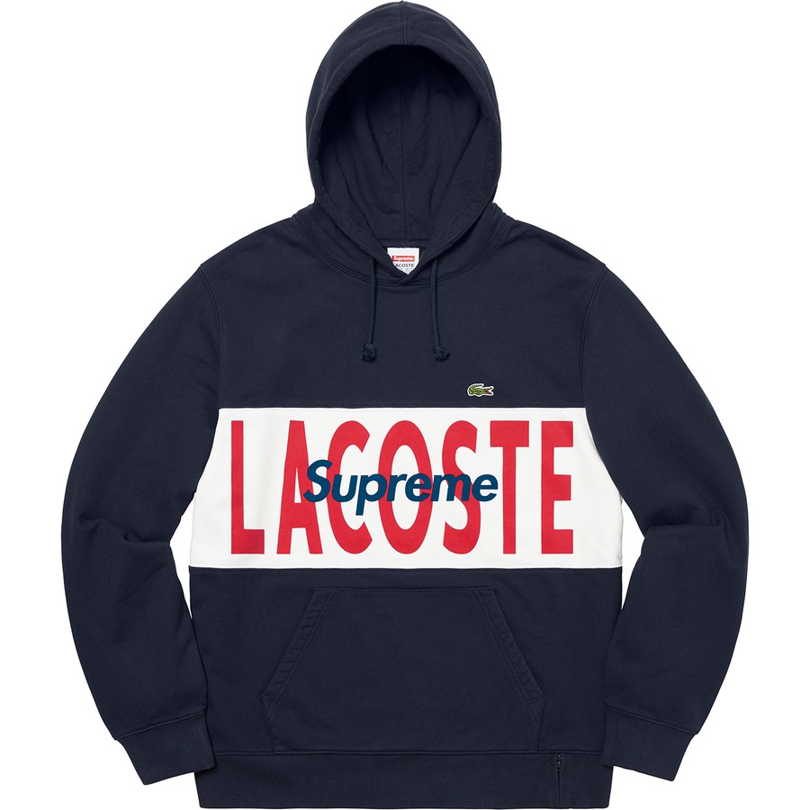 Supreme x Lacoste Logo Panel Hooded Sweatshirt Navy Novelship