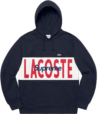 Supreme x Lacoste Logo Panel Hooded Sweatshirt Navy Buy Supreme x Lacoste Logo Panel Hooded Sweatshirt Navy