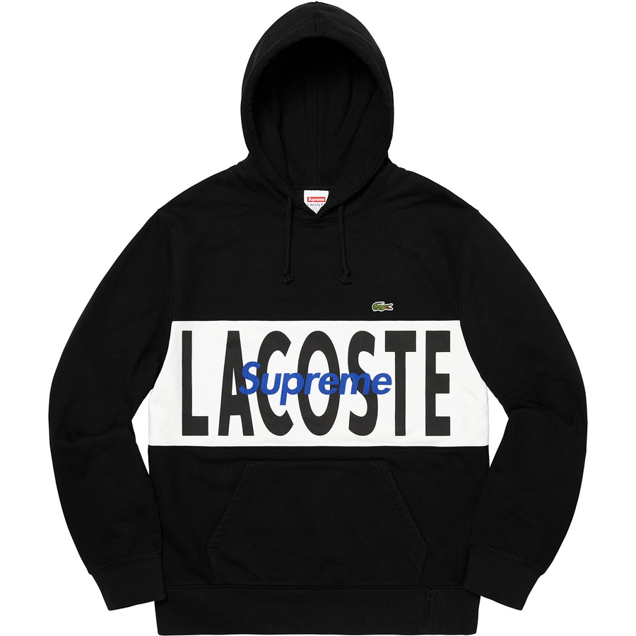 Supreme x Lacoste Logo Panel Hooded Sweatshirt Black - Novelship