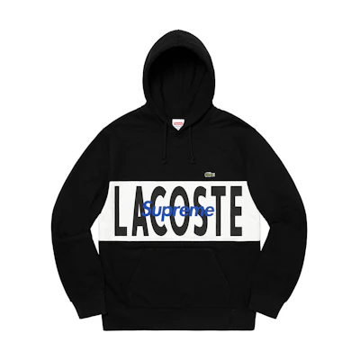 Supreme Lacoste Logo Panel Hooded Sweatshirt Black